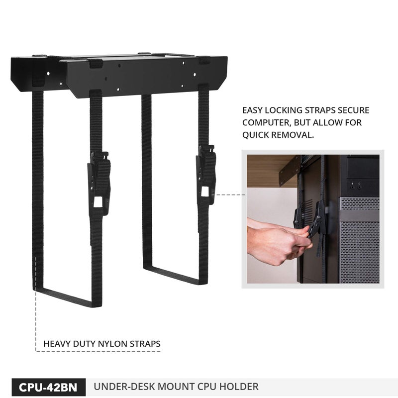 Penn Elcom Under-Desk Computer Mount, Adjustable Straps Fit up to 71 Inches - PC Tower Holder - Image 4